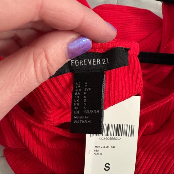 Red Ribbed midi Tank Dress - Picture 5 of 6